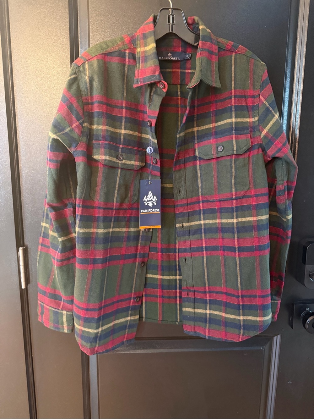 Men’s Rainforest Heavy Flannel - Plaid Green & Red size Small